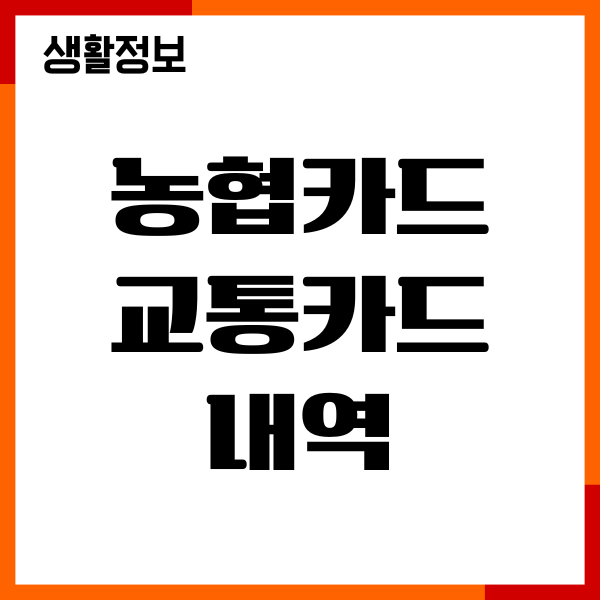 농협카드 교통카드 내역 조회, 인터넷, 모바일앱 총정리