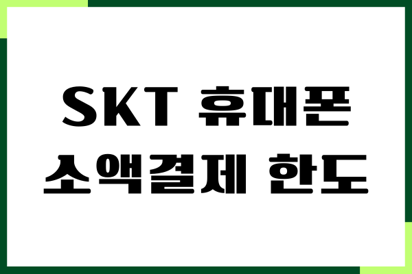 SKT 휴대폰 소액결제 한도, 한도조회, 정책, 미납