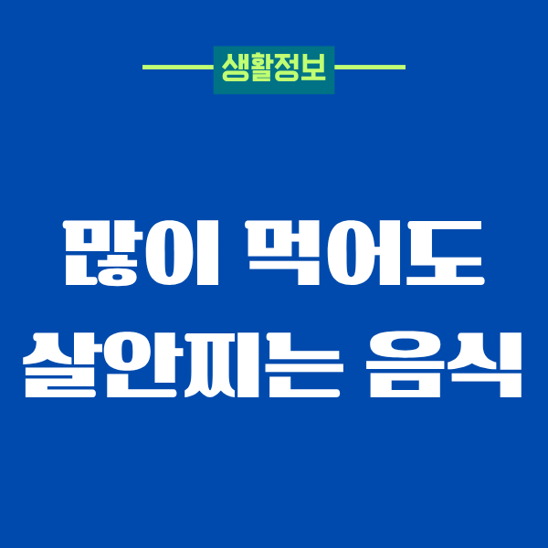 많이 먹어도 살안찌는 음식, 확실히 다르더라고요