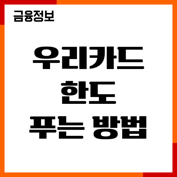 우리카드 한도 푸는 방법, 신청조건, 절차, 이용후기